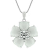 White Cats Eye Cubic Zirconia Flower Pendant