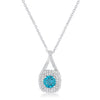 Christal 1.2ct Aqua CZ White Gold Rhodium Classic Necklace