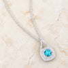 Christal 1.2ct Aqua CZ White Gold Rhodium Classic Necklace