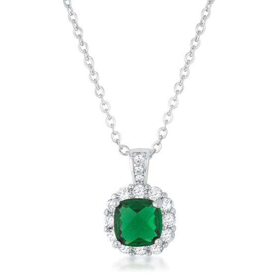 Liz 2.6ct Emerald CZ White Gold Rhodium Classic Necklace