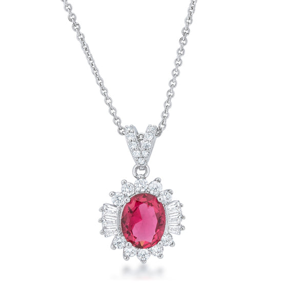 Chrisalee 3.2ct Ruby CZ Rhodium Classic Drop Necklace