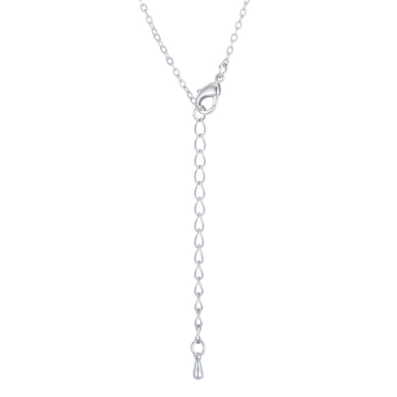 Lovely Rhodium Necklace with CZ Disk Pendant