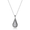 .37 Ct Tear Drop Rhodium Pendant Necklace with CZ