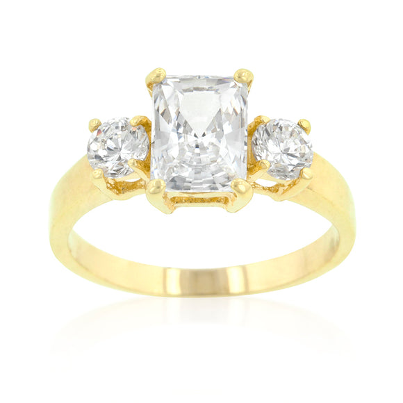 Triplet Radiant Round Cubic Zirconia Ring