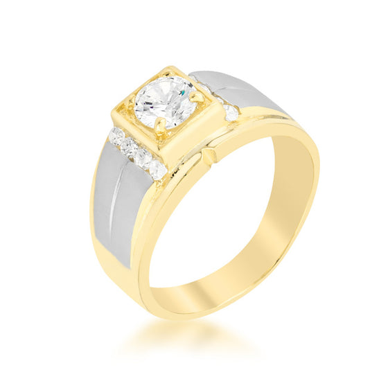 Cubic Zirconia Two-Tone Men's Ring