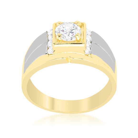 Cubic Zirconia Two-Tone Men's Ring