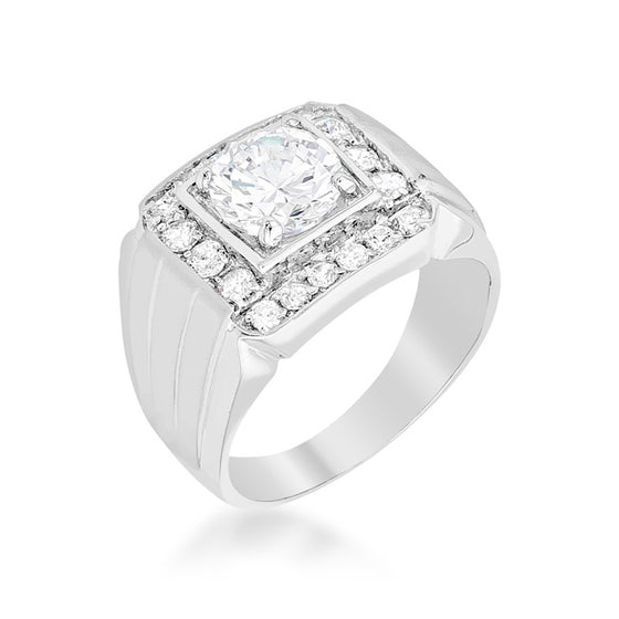 Men's Two-tone Finish Cubic Zirconia Ring