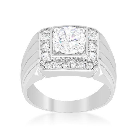 Men's Two-tone Finish Cubic Zirconia Ring