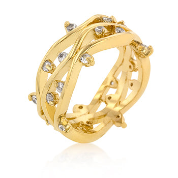 Golden Cubic Zirconia Vines Ring