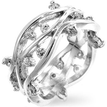 Silvertone Zircon Vines Ring