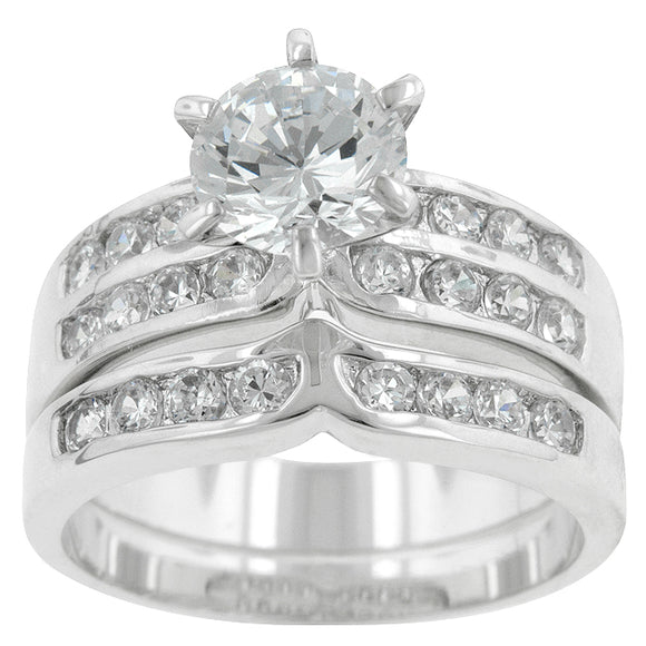 Formal Silvertone Engagement Set