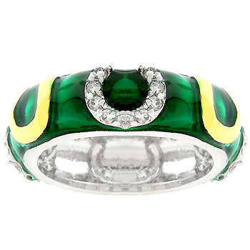 Green Enamel Horseshoe Ring