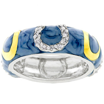 Blue Enamel Horseshoe Ring