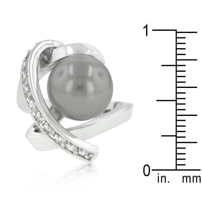 Silvertone Knotted Simulated Pearl Ring