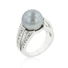 Simulated Gray Pearl Bridal Ring