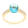 Aqua Oval Cubic Zirconia Engagement Ring