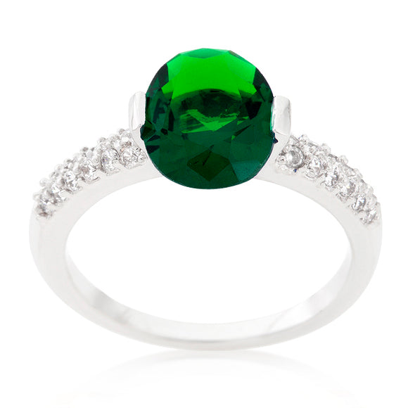 Green Oval Cubic Zirconia Engagement Ring