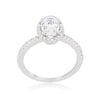 Oval-Cut Floating Halo Cubic Zirconia Engagement Ring