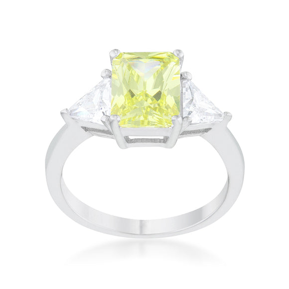 Classic Peridot Rhodium Engagement Ring