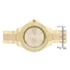 Gold Metal Cuff Watch With Crystals - Beige