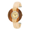 Brenna Beige Wood Inspired Leather Cuff Watch