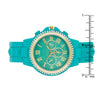 Ava Gold Turquoise Metal Watch With Crystals